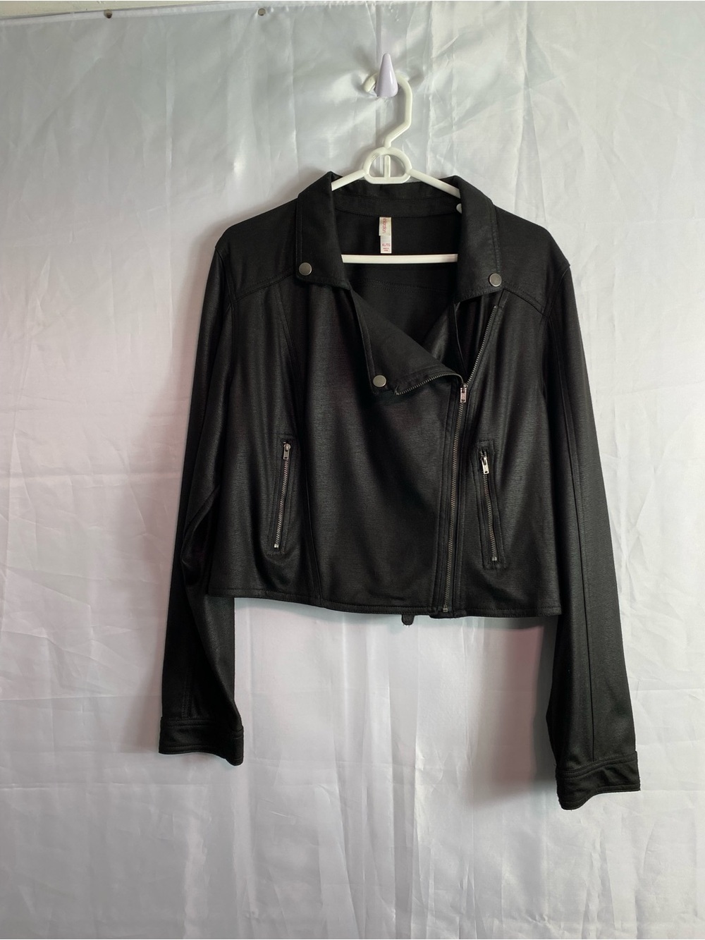 Xhilaration Black Cropped Moto-Style Utility Jacket